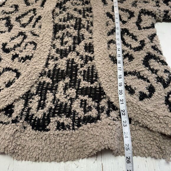 Rachel Zoe Leopard Print Cardigan S Open Front Sweater Jacket L Black Taupe - Picture 8 of 11